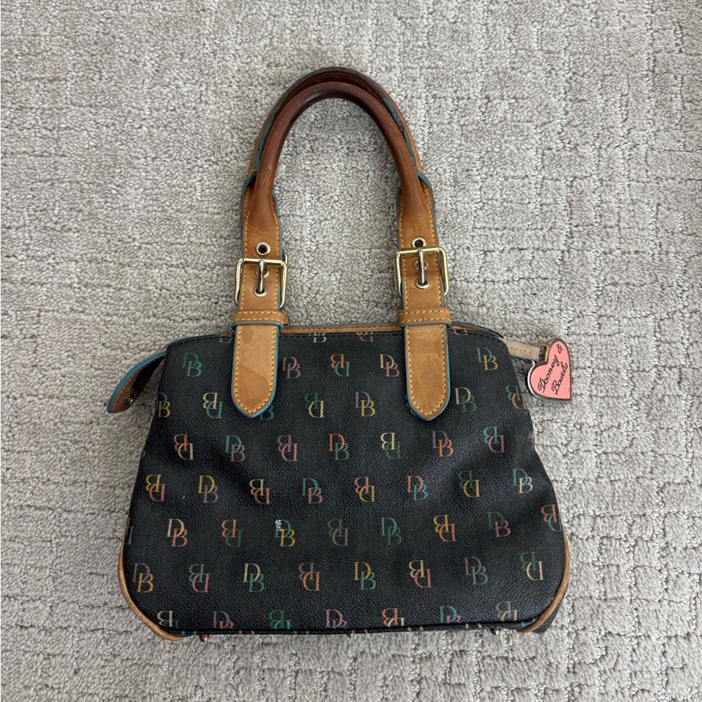Dooney & Bourke Black Multicolor DB Logo Mini Satchel